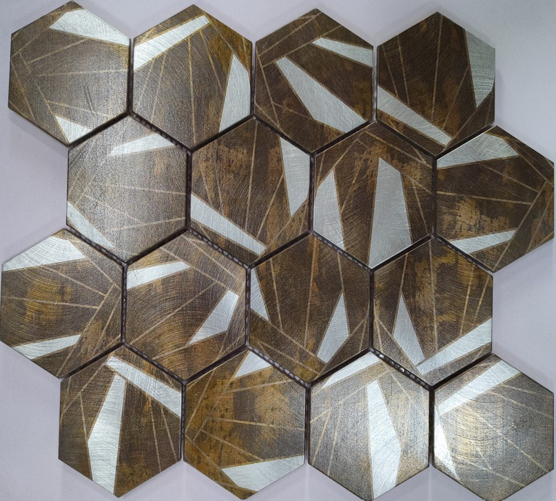 Metal Hexagon BW Mosaic - ZH Tiles Warehouse inc.