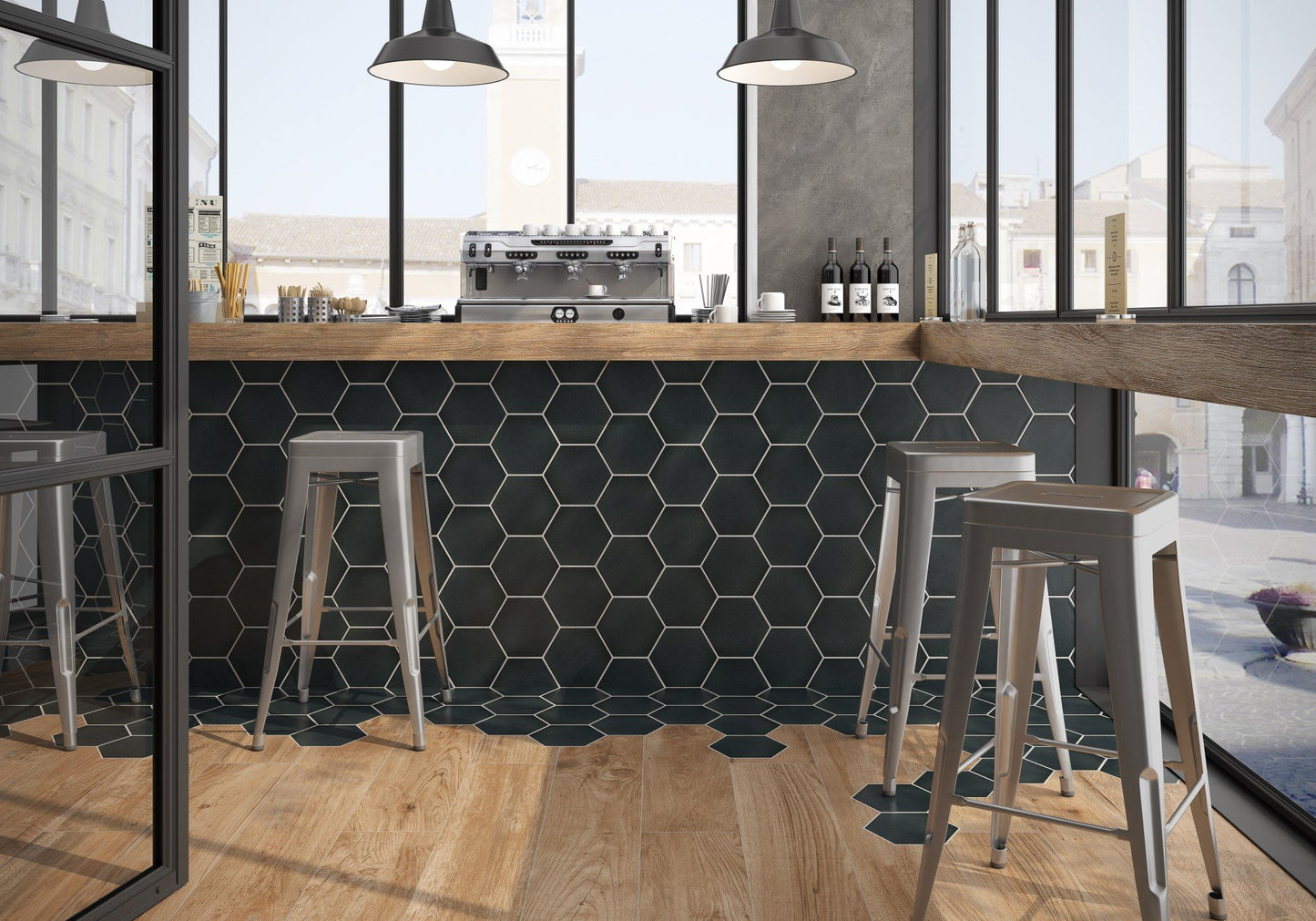CASABLANCA SOLID BLACK 8X9 HEXAGON - ZH Tiles Warehouse inc.
