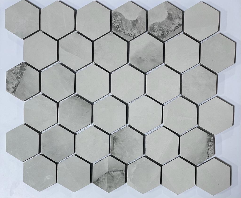 Melanoid Brilliant Silver hex - ZH Tiles Warehouse inc.