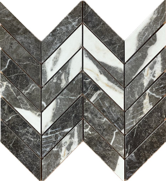 Jupiter Nero Hearing Bone Polished High Glossy - ZH Tiles Warehouse inc.