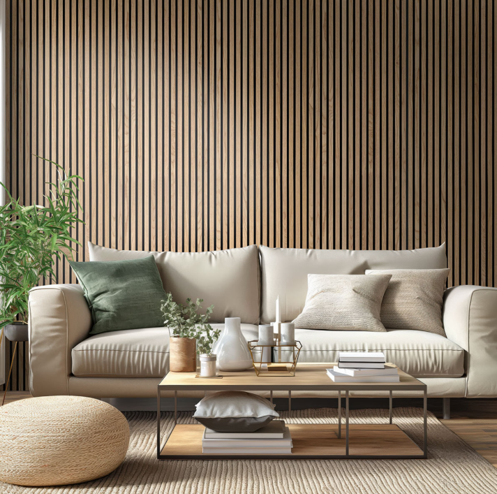Natural 9.5x94.5 Acoustic Wood Slat Panels 4 Pcs