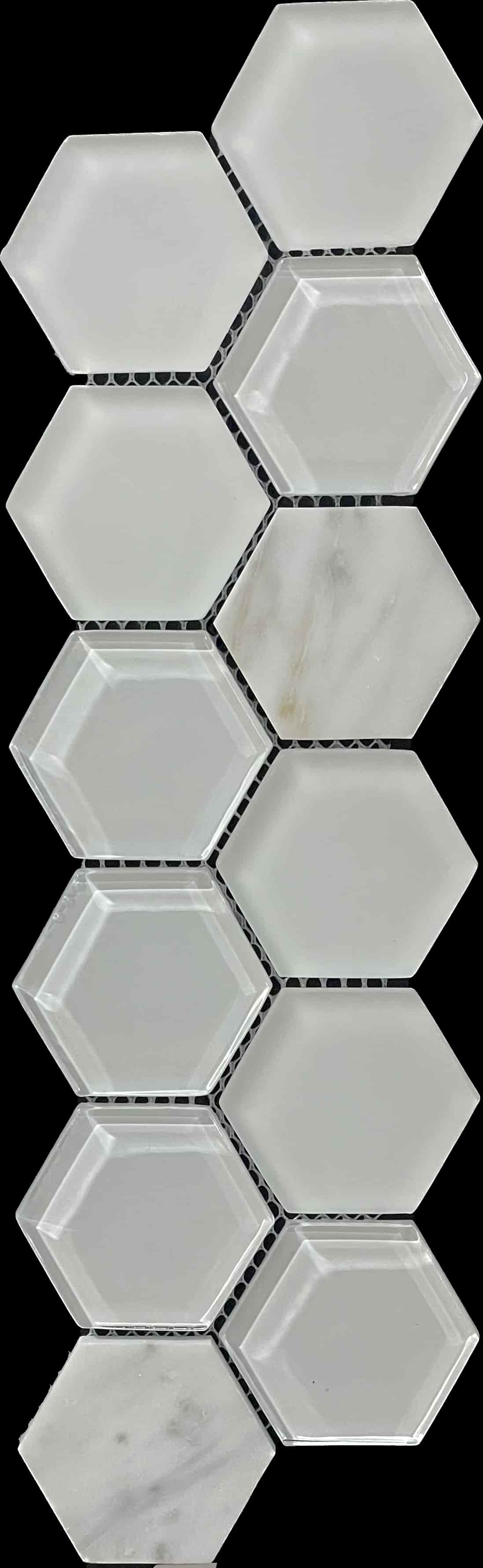 IMAGERY 2" GLASS & STONE  HEXAGON DIAMOND