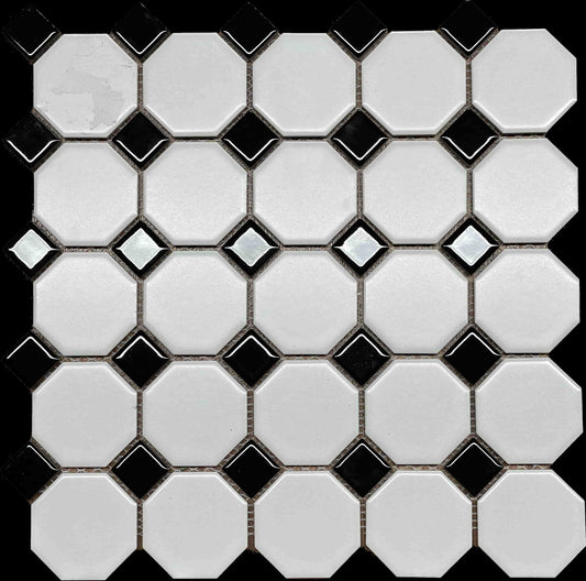 100 Octagon Black and White - ZH Tiles Warehouse inc.