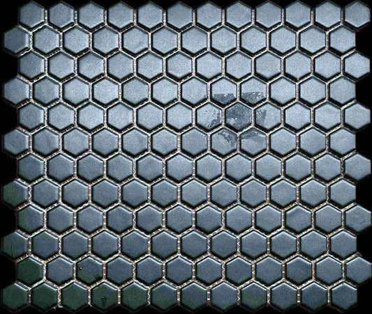 1" Black Matte Hexagon Mosaic