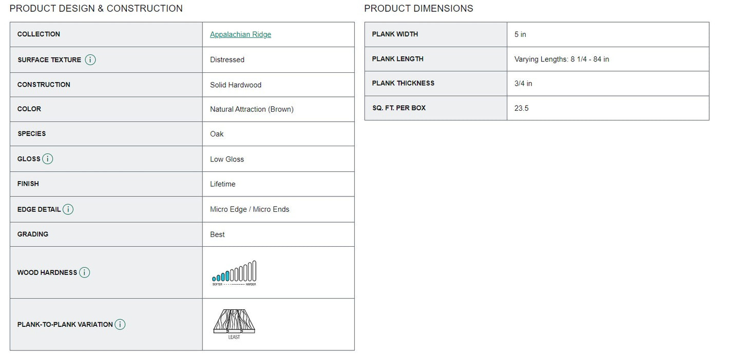 APPALACHIAN RIDGE NATURAL ATTR 3/4 X 5 OAK D10 23.5SF - ZH Tiles Warehouse inc.