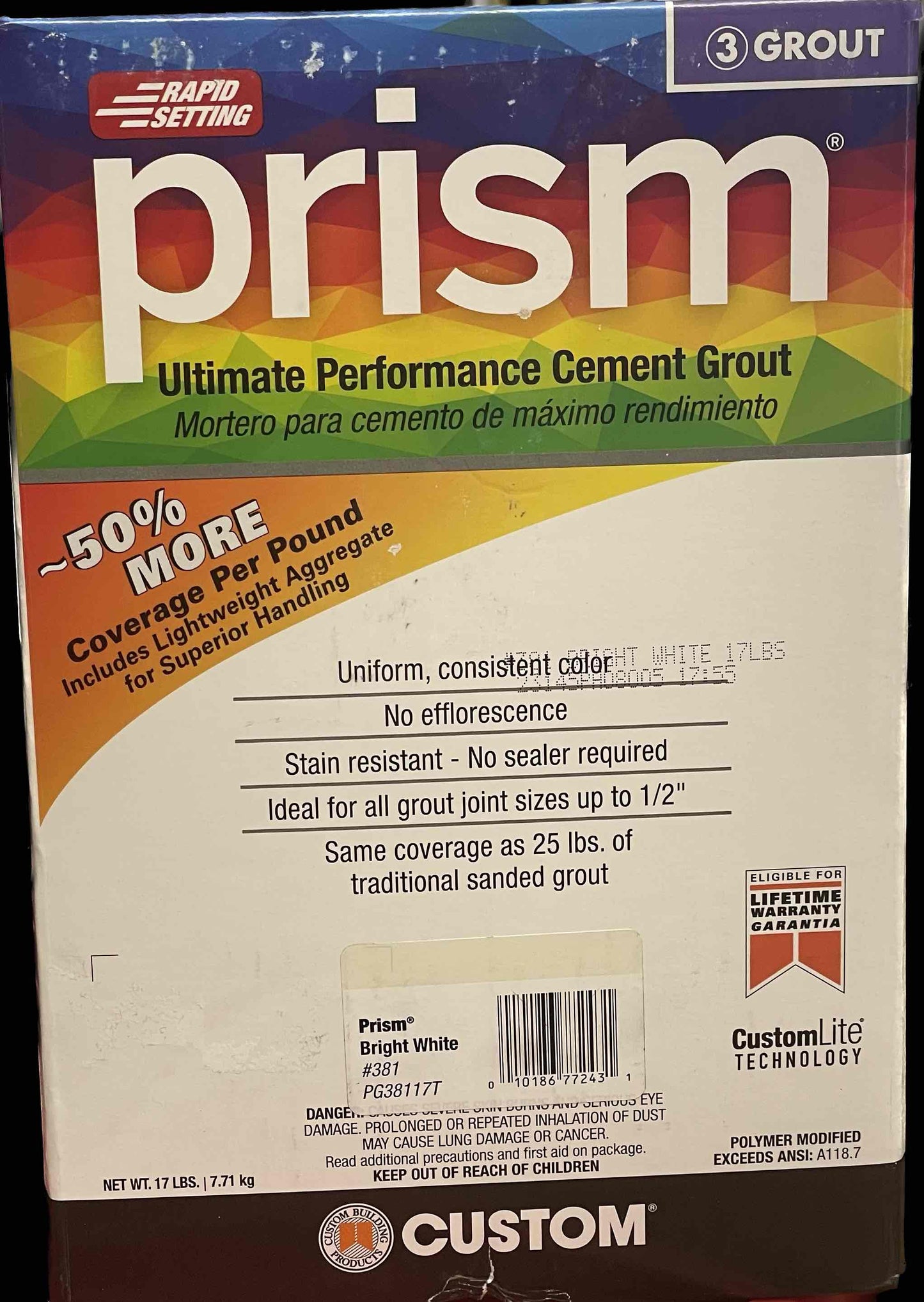 Ultimate Performance Cement Grout 381 Bright White - 17 lbs